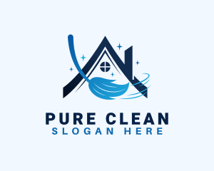 Housekeeping Cleaning Broom logo design