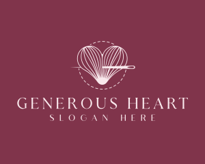 Heart Yarn Needle logo design