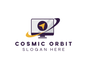 Arrow Monitor Computer Orbit logo design