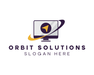 Arrow Monitor Computer Orbit logo design