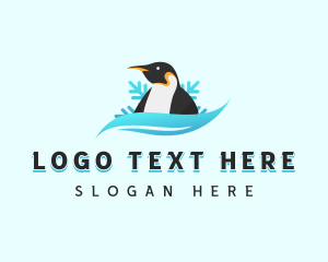 Little Penguin - Penguin Bird Snowflake logo design