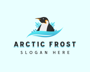 Penguin Bird Snowflake logo design