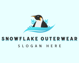 Penguin Bird Snowflake logo design