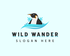 Penguin Bird Snowflake logo design