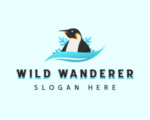 Penguin Bird Snowflake logo design