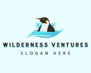 Penguin Bird Snowflake logo design