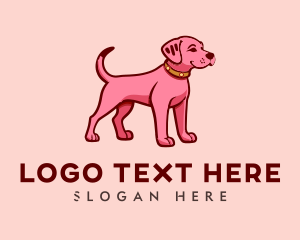 Pink Puppy Dog Cartoon logo design