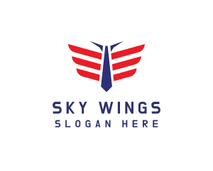 Necktie Wings Pilot logo design