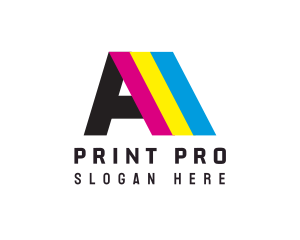 Printer - Colorful Print Letter A logo design