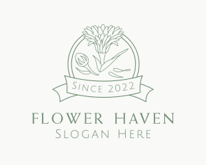 Peony Flower Banner logo design