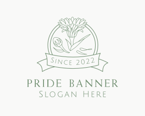 Peony Flower Banner logo design