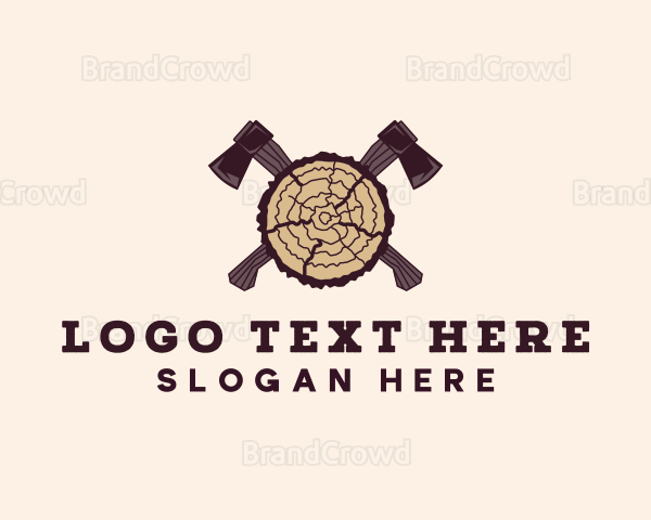 Tree Lumber Axe Woodworking Logo