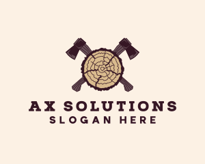 Ax - Tree Lumber Axe Woodworking logo design