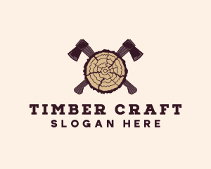 Woodcraft - Tree Lumber Axe Woodworking logo design