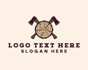 Woodcraft - Tree Lumber Axe Woodworking logo design