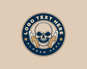 Skeleton - Brewery Beer Skull logo design