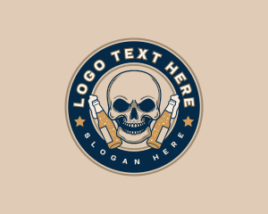 Pub - Brewery Beer Skull logo design