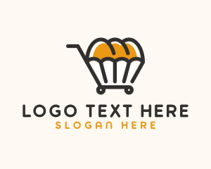 Supermarket - Bread Shopping Cart logo design