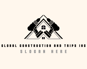 Drill Roof Construction logo design