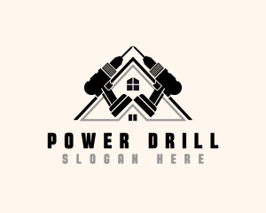 Drill Roof Construction logo design