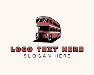 Red Bus - Double Decker Bus Vehicle logo design
