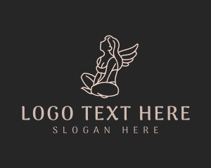 Seductive - Sitting Woman Angel logo design