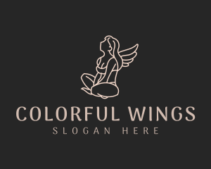 Sitting Woman Angel logo design