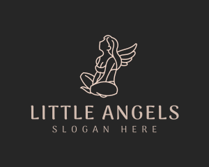 Sitting Woman Angel logo design