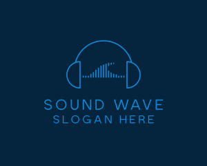 Headphone Sound Wave logo design