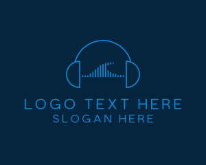 Podcast - Headphone Sound Wave logo design