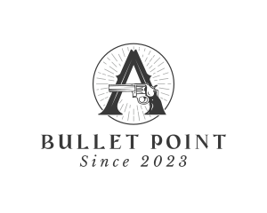 Gun - Pistol Gun Revolver Letter A logo design