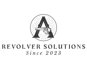 Revolver - Pistol Gun Revolver Letter A logo design