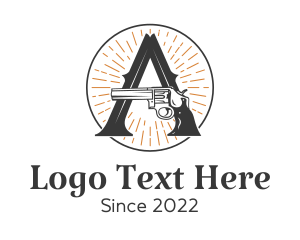 Saloon - Retro Gun Letter A logo design
