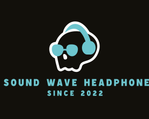 Headphone - Skull Headphones DJ logo design