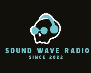 Radio Station - Skull Headphones DJ logo design
