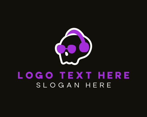 Dj - Skull Headphones Disc Jockey logo design