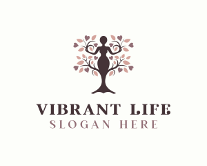 Woman Tree Yoga logo design