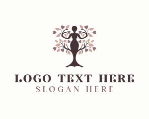 Leaves - Woman Tree Yoga logo design