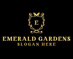 Floral Shield Hotel logo design