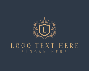 High End - Luxury Heraldic Crown Shield logo design