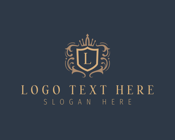 High End - Luxury Heraldic Crown Shield logo design