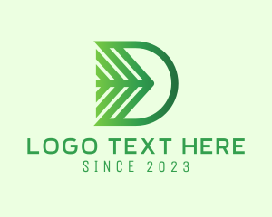 Arborist - Gradient Leaf Letter D logo design