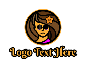 Hawaiian - Woman Shades Vacationer logo design