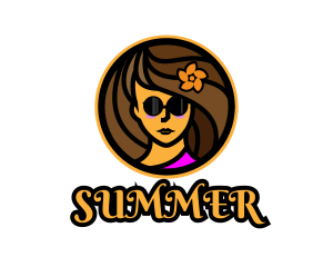 Woman Shades Vacationer logo design