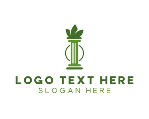 Concrete - Green Cannabis Column Letter I logo design