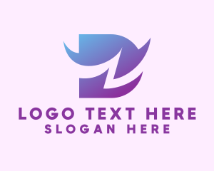 Spike - Gradient Purple Letter D logo design