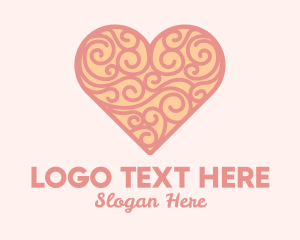 Online Dating - Pink Heart Ornament logo design