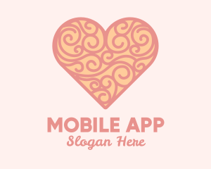 Dating App - Pink Heart Ornament logo design