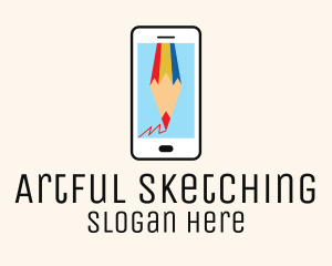 Pencil Sketch Smartphone App logo design