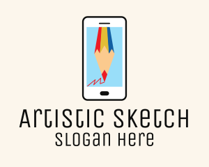 Pencil Sketch Smartphone App logo design